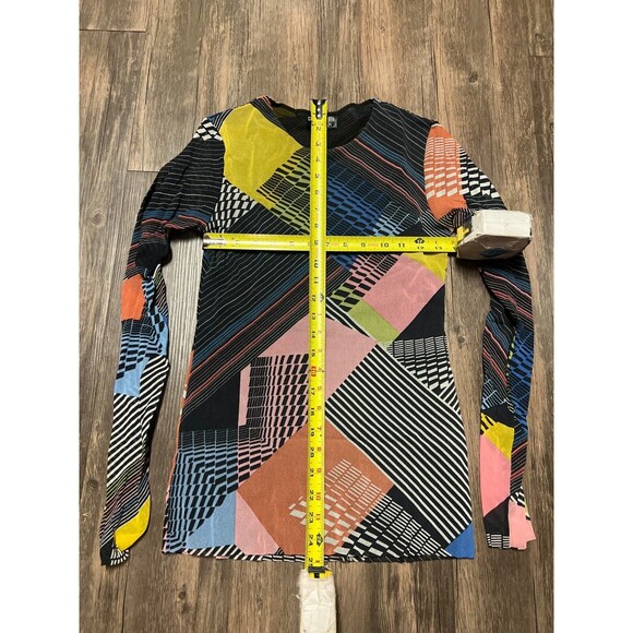 Petit Pois By Viviana G Womens Multicolor Abstract Mesh Long Sleeve Top Size M - Picture 6 of 7